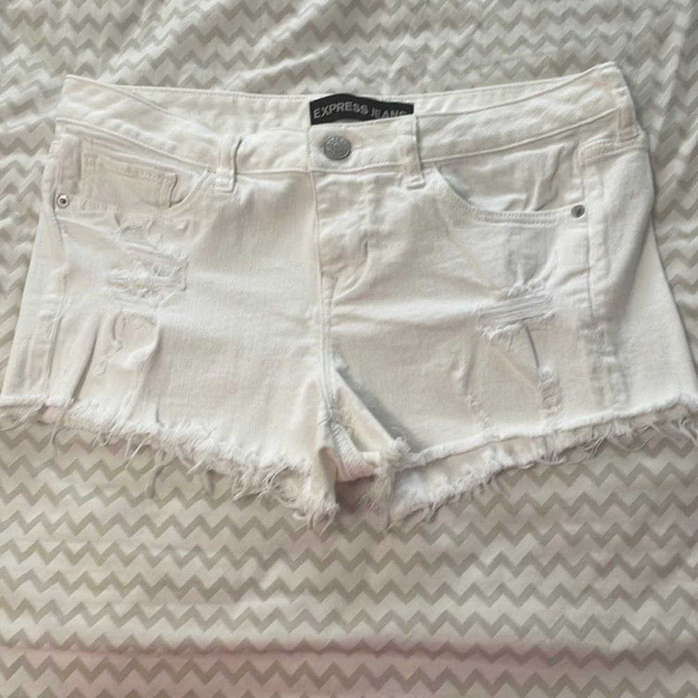 White Express stretch Jean shorts